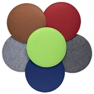 sunnypillow 4er Set Stuhlkissen aus Filz Kissen rund Ø 36cm | Sitzauflage für Bank und Stuhl | Indoor/Outdoor | Sitzkissen Stuhl Filzkissen Fell | Braun