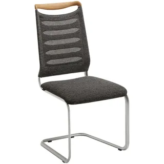 Venjakob Schwingstuhl, Grau, Edelstahl, Holz, Metall, Textil, Wildeiche, Streifen, Rundrohr, C-Form, 49x101x61 cm, Goldenes M, Dgm, Handmade in Germany, DGM-Emissionslabel, Lederauswahl, Stoffauswahl, Esszimmer, Stühle, Esszimmerstühle, Schwingstühle