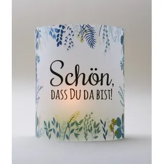 Webermann 4er Set Windlicht - Schön, DASS DU da bist - edle Kerzen Deko - Lichthülle für Tischlicht - Tischdeko Geschenk - Teelichthülle für Wohnzimmer