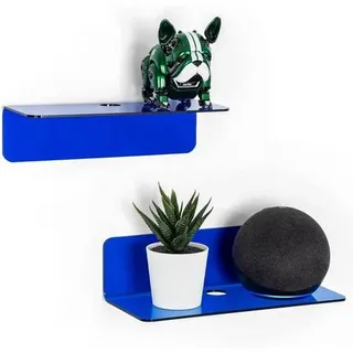 Wandregal Acryl 2er Set 23cm ohne Bohren Kabelclips Blau