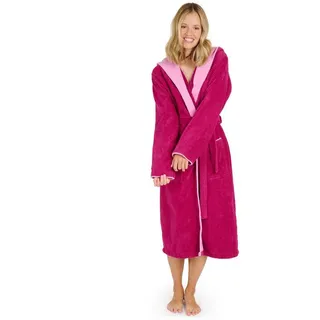 Blumtal Bademantel Damen, kuschelig weicher Bademantel Damen Baumwolle mit gefütterter Kapuze und samtigen Frottee-Velours, Oeko-TEX® Zertifiziert, Größe XL, Fuchsia und pink