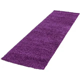 KADIMA DESIGN Hochflorteppich 80 x 250 cm Lila