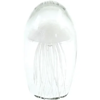 FURNARO Briefbeschwerer Medusa aus Glas in Weiß – Dekorative Glaskugel Ø6x16cm mit Quallenmotiv für stilvolle Tischdeko