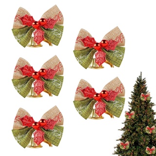 Bavokon -Weihnachtsschleifen | 5 Stück -Bowknot-Bastel-Geschenkbehänge Ornament für den Weihnachtsbaum | -Weihnachtsschleifen für Weihnachtsbaum, Zäune, Fenster, Girlanden, Kränze