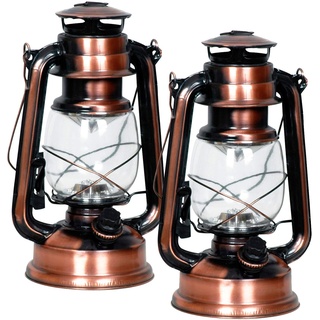 Eaxus® 2er Set LED Laterne im Design einer Öllampe - Dimmbar ☀️ Schöne Wohnzimmer-Deko & Gartendeko, Farbe Kupfer Bronze