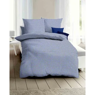 KAEPPEL Vichy Karo Karomuster Baumwolle Blau 135 x 200 cm + 80 x 80 cm