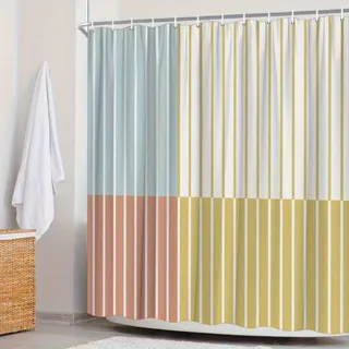 UUZEAI Bunte Vertikale Streifen Muster Duschvorhang 300 x 200 cm (B x H) Extra Lang, Modern Minimalismus Wasserdicht Stoff Waschbar Badvorhang für Badezimmer Badewannen mit Haken