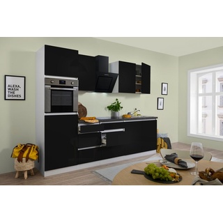 Küche Küchenzeile Leerblock grifflos Weiß Schwarz Lorena 270 cm Respekta