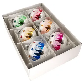 Schatzhauser Weihnachtsbaumkugel Nostalgie Weihnachtskugel-Set Sternenhimmel Ø6cm (6 St), mundgeblasen, handbemalt bunt