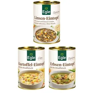 EGLE 3 versch. Eintöpfe Bio, tafelfertig exklusiv bei QVC Inhalt 1.200g