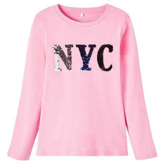 Name It Langarmshirt Langarm Pailletten Jersey Oberteil NKFOSILIA NKFOSILIA LS TOP rosa 110 EU