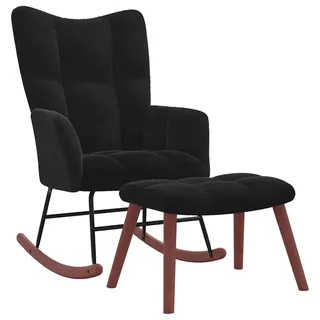 vidaXL Schaukelstuhl mit Hocker, Sessel Schwingstuhl mit Armlehne, Schaukelsessel Relaxstuhl Wohnzimmer, Relaxsessel Schwingsessel, Schwarz Samt