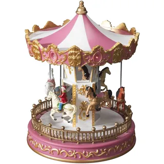 Konstsmide LED Szenerie "Pferdekarussell", mit Musik, wählbare Energiefunktion, mit 6h Timer, 14 bunte Dioden, batteriebetrieben & USB, Innen, 0,7W, schwarzes Kabel, 3 x AA 1.5V (exkl.) - 4177-000