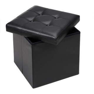 Casaria Sitzhocker, mit Stauraum Deckel Gepolstert Faltbar 40L Kunstleder 38x38x38 cm Fußhocker Sitzbox Sitztruhe Schwarz schwarz