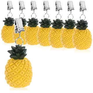 com-four® 8X Tischdeckenbeschwerer - wetterbeständige Tischtuchgewichte mit Klammer - Tischtuchklammer in Ananas-Design - ca. 40 g (8 Stück - Ananas - 40g)
