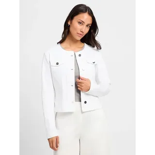 Comma, comma Taillierte Jeansjacke mit Leistentaschen, Weiss, 40