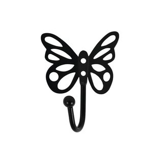 Garderobenhaken Butterfly schwarz pulverbeschichtet Metall B/H/T: ca. 8,5x10,5x5 cm - schwarz