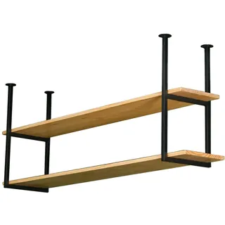Deckenregal Hängend Küche Deckenregal, schwebendes Hängeregal, Küchenregal, Topfpfannenhalter, Kochgeschirr, Blumenständer für Bar, Garage, Restaurant, Massivholz und Metalleisen ( Size : 2-layer 80x3