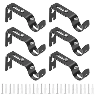 6 Stück Metall Gardinenstange Halterung Verstellbare Gardinenstangen Halterung, Gardinenstangenhalter, Gardinen Wandhalterung, Vorhangstange Halter für Hause Büro(Schwarz)