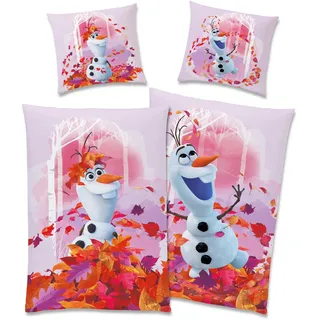 Frozen Die Eiskönigin Kinder-Bettwäsche Olaf Summer 135 x 200 + 80 x 80 cm 100% Baumwolle Biber-Flanell-Qualität Disney ELSA Anna Snowman Sven Kristoff mit Reißverschluss Deutsche Größe