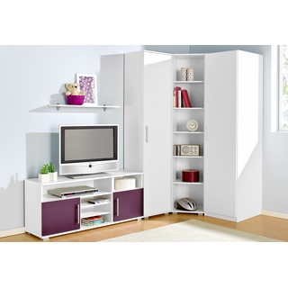 Jugendzimmer-Set PRIESS Schlafzimmermöbel-Sets Gr. mit 1-trg. Kleiderschrank, lila (weiß, brombeer) Baby Komplett-Kinderzimmer