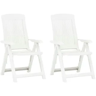vidaXL Verstellbare Gartenstühle 2 Stk. Kunststoff Weiß