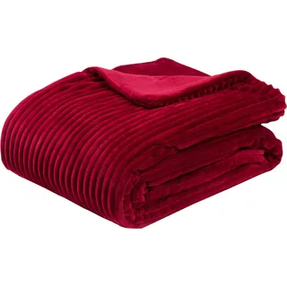 Wohndecke GÖZZE "Cordoptik" Wohndecken Gr. B/L: 150 cm x 200 cm, rot (karminrot) Decken mit Glanzeffekt, Kuscheldecke