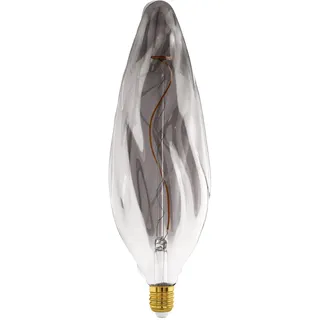 EGLO XXL E27 Lampe dimmbar, Spiral LED Retro Glühbirne Big Size | extra-großes Vintage Deko Leuchtmittel aus Rauchglas, 4 Watt, 100 Lumen, warmweiß, 2000 K, L 34,5 cm