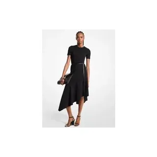 MK Asymmetrischer Rock aus Barathea-Wolle mit Stretch - Schwarz - Michael Kors - EU 42