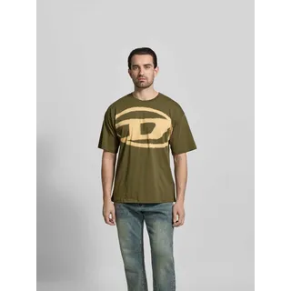 Regular Fit T-Shirt mit Logo-Print, Khaki, XL