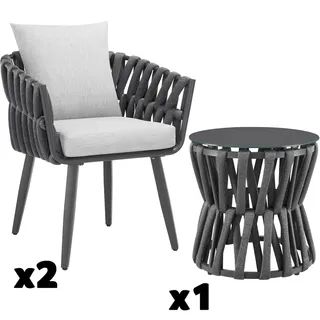 Tectake Lugano Set 2-tlg. Anthrazit