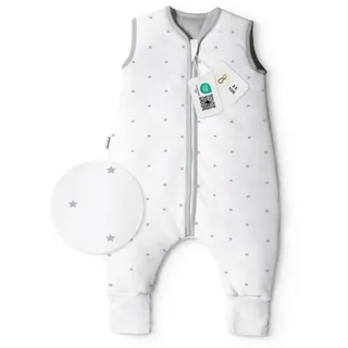 Ehrenkind Babyschlafsack Schlafsack mit Füßen 2.5 TOG, Bio-Baumwolle, Ganzjahr (Standard by OEKO-TEX, 100% Bio-Baumwolle, Ganzjahresschlafsack mit Beinen, 2.5 TOG), Baby Schlafsack, Schlafsack Baby grau|weiß 80