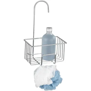 Wenko Dusch-Caddy Mod. Milito hängender Edelstahl Duschkorb rostfrei Badzubehör Chrom Duschablage 18 x 13 cm, glänzend transparent