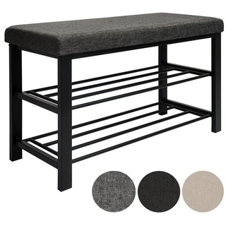 DuneDesign Schuhbank Schuhregal offener Schuhschrank mit 2 Böden Bank, Sitzbank L/B/H: 81x32x46 cm grau