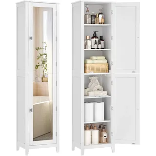 VASAGLE Badezimmerschrank 30 x 40 x 160 cm Wolkenweiß MDF