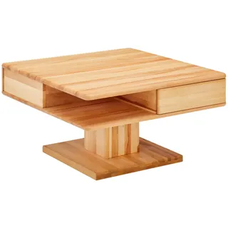 Linea Natura Couchtisch, Buche, Holz, Buche, massiv, 2 Schublade(n) Schubladen, quadratisch, eckig, Bodenplatte, 80x47x80 cm, Stauraum, offenes Fach, Wohnzimmer, Wohnzimmertische, Couchtische, Couchtische mit Stauraum