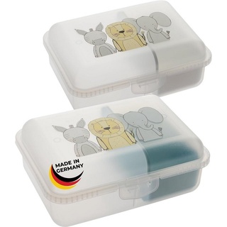 Centi Lunchbox Brotdose Kinder mit Fächern und mit Trenneinleger, Kunststoff, (Set, 2-tlg., 7x18x13 cm), Brotzeitbox mit Klickverschluss weiß