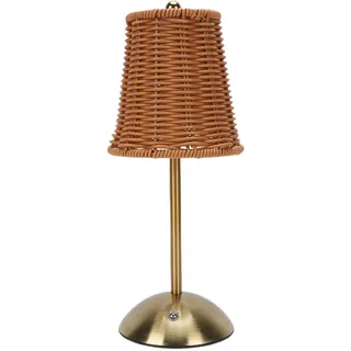 SENECESLI Boho-Rattan-Tischlampe, Kabellose Vintage-LED-dimmbare Tischlampe mit 3 Farbtemperaturen, Wiederaufladbare USB-C-handgefertigte Rattan-Nachttischlampe für Schlafzimmer und (brauner