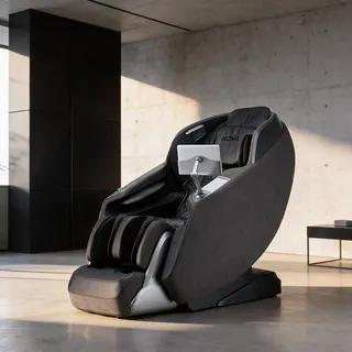 HOME DELUXE Massagesessel ALVINA mit Premium Webstoffpolsterung - Schwarz