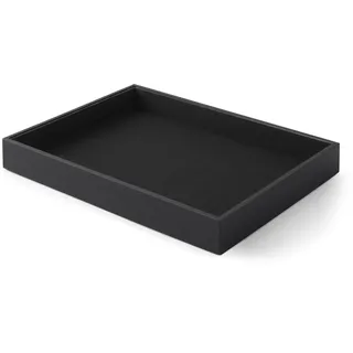 Eglooh - Minerva - Deko Tablett Rechteckig Leder Schwarz - Tray, Dekotablett, Serviertablett Ideal für Konferenzräume - cm 32 x 24,2 x H.4 - Made in Italy