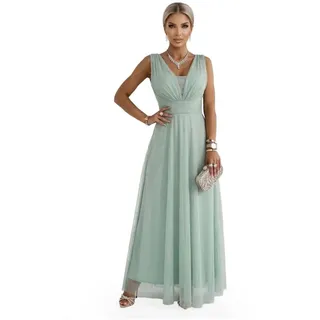 Numoco Brautkleid Klaudia Maxikleid Partykleid Abendkleid Hochzeit, hellgrün mit Glitzer, Gr. XS-L - Grün - XS/M