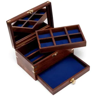 NKlaus Aufbewahrungsbox Maritim Schmuck Schatulle 22x14x12cm aus Holz und Messing mit Spiegel
