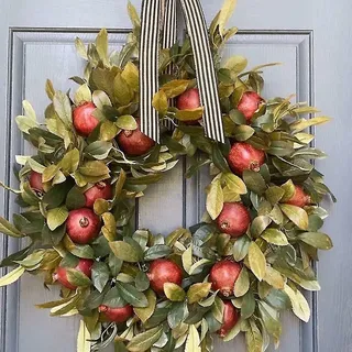 Herbstkranz, Granatapfelkranz, Dekoration Für Drinnen Und Draußen, Für Wand Oder Fenster M2y6--
