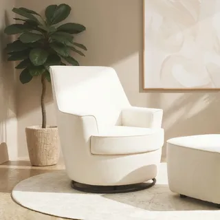 Home Affaire Drehsessel HETTY Cord und Mikrofaser 78 x 93 x 88 cm Beige mit Hocker