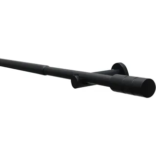 GARDINIA Gardinenstangen Set Kreta Zylinder 1-läufig Ø 19 mm 120 - 210 cm schwarz-matt