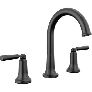 Delta Wasserhahn Saylor Schwarz Weit verbreitet Badezimmer Wasserhahn 3 Loch Matt Schwarz Badezimmer Armaturen Badezimmer Waschbecken Wasserhahn mit Diamantversiegelungstechnologie Metall