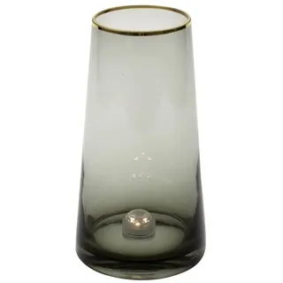 Werner Voß Vase, grau/Gold Glas, 13x22 cm | Elegante Glasvase in Grau mit edlem Goldrand, Ø 13 cm und 22 cm hoch – dekorativer Blickfang für Blumen und stilvolle Räume!