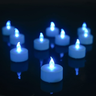 Batteriebetriebene Teelichter, Kerzen, LED, flammenlos, flackernd, elektrische Kerzenlampe, langlebig, 200 Stunden, 24 Stück, realistisch und hell für saisonale festliche Feiern Dekoration (blau)