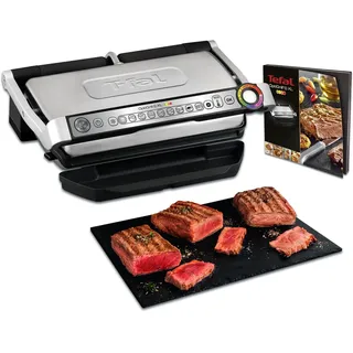 Tefal OptiGrill+ XL Kontaktgrill, 9 Programme, manueller Modus, 200 W, Garstufenanzeige, Dickemessung, Abnehmbare XL-Platten, Elektrogrill, Edelstahl, GC722D16