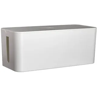 Intirilife Kabelbox aus Kunststoff in Weiß - 32 x 13.6 x 12.7 cm - Kabelmanagement Box, Organizer zum Verstecken von Kabeln und Steckdosenleisten